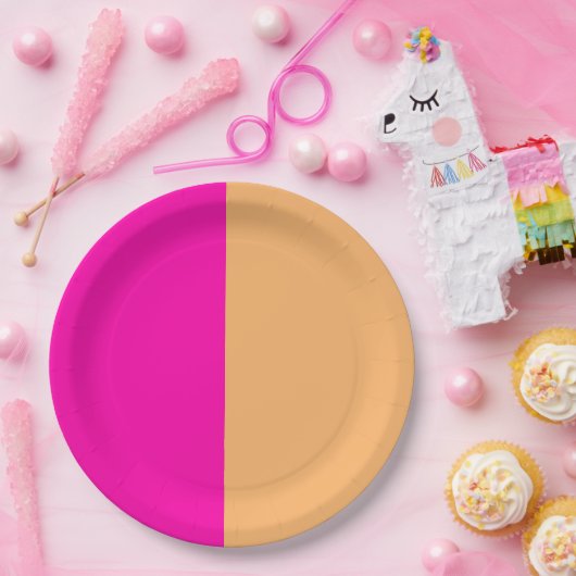 Roze en crèmekleurig Sinaasappel Papieren Bordje (Feest)