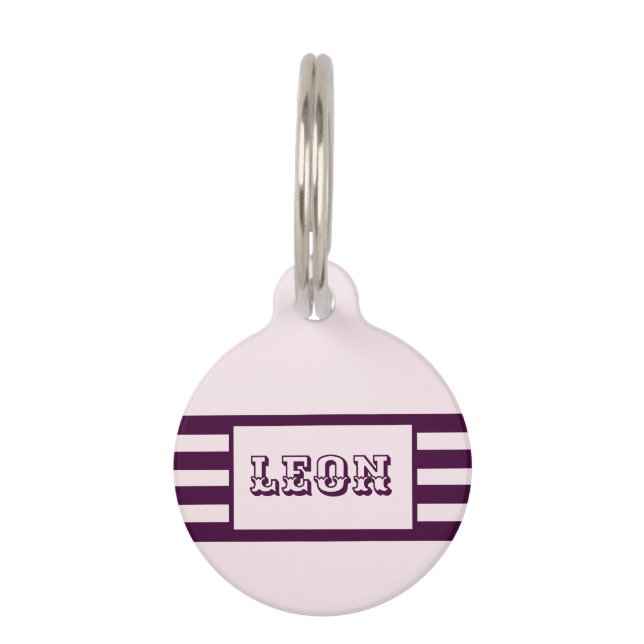 Roze en Crimson Rode Lijn Gepersonaliseerde Marker Huisdierpenning (Voorkant)