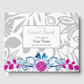 Roze en Crystal Blue Quinceañera Guest Book Gastenboek (Voorkant)