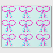 Roze en cyaan strikken inpakpapier (Vlak)