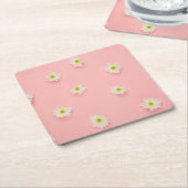  roze en Daisy design Kartonnen Onderzetters (Schuin)