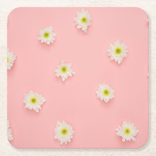  roze en Daisy design Kartonnen Onderzetters (Voorkant)