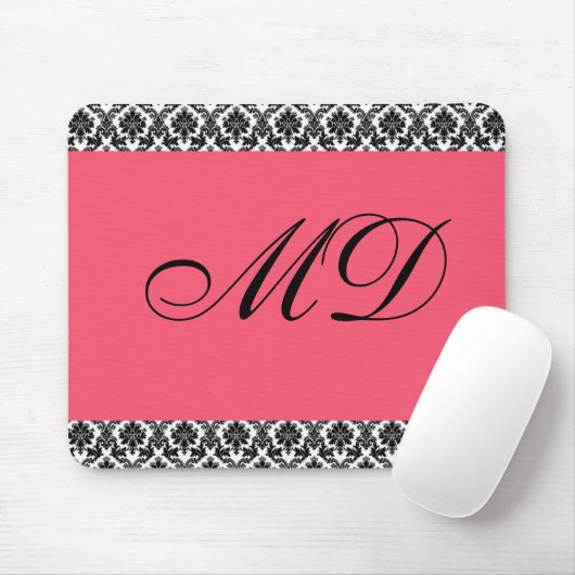 Roze en Damask Print Mousepad Muismat (Met muis)
