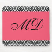 Roze en Damask Print Mousepad Muismat (Voorkant)
