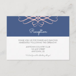 Roze en Denim Blue, Elegant Flourishes Wedding Informatiekaartje