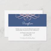 Roze en Denim Blue, Elegant Flourishes Wedding Informatiekaartje (Voorkant / Achterkant)