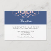 Roze en Denim Blue, Elegant Flourishes Wedding Informatiekaartje (Voorkant)