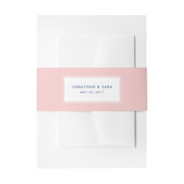 Roze en Denim Blue, legant Wedding Uitnodigingen Wikkel