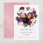 Roze en Diep Fluwelen Foto Bruiloft Save The Date (Voorkant / Achterkant)
