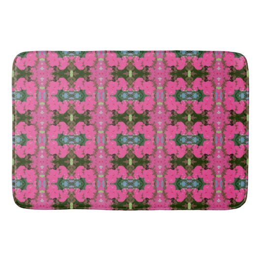 Roze en donkergroen Abstract bloemmotief Badmat (Voorkant)