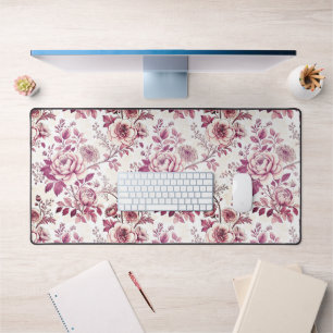 roze en donkerrode bloemen bureaumat