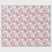 roze en donkerrode bloemen cadeaupapier (Vlak)