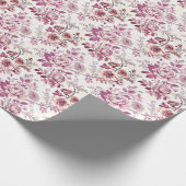 roze en donkerrode bloemen cadeaupapier (Hoek)