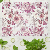roze en donkerrode bloemen theedoek (Gevouwen)