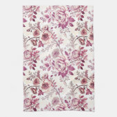 roze en donkerrode bloemen theedoek (Verticaal)