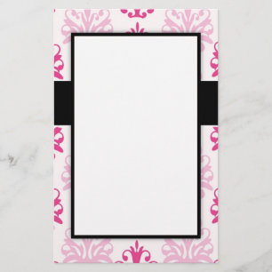 Roze en donkerroze boho chic damask design briefpapier