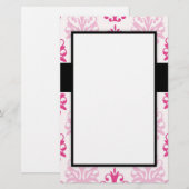 Roze en donkerroze boho chic damask design briefpapier (Voorkant / Achterkant)