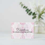 Roze en donkerroze boho chic damask informatiekaartje (Staand voorkant)
