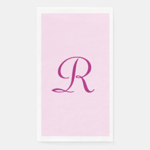 Roze en donkerroze monogram papieren gastendoek servet