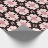 Roze en donkerste  patroon van Floral Tile Cadeaupapier (Hoek)
