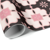 Roze en donkerste  patroon van Floral Tile Cadeaupapier (Rol Hoek)