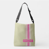 Roze en doorngroene kleurige, bruine tint stripe t crossbody tas (Voorkant)