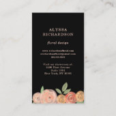  roze en doorschijnende bloemen en goud | Zwart Visitekaartje (Achterkant)