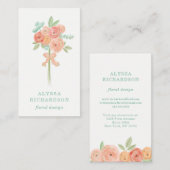 roze en doorschijnende bloemen met goud visitekaartje (Voorkant / Achterkant)