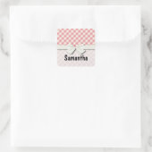 Roze en ecru crème gingham plaid vierkante sticker (Tas)