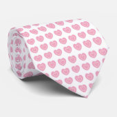 Roze en Ecru Stripe Heart Stropdas voor Valentijns (Opgerold)