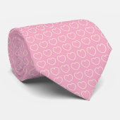 Roze en Ecru Stripe Heart Stropdas voor Valentijns (Opgerold)