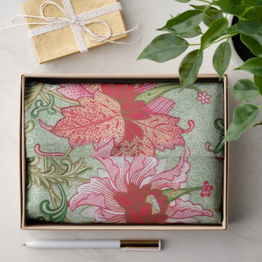 Roze en eend ei blauw bloemenweefsel tissuepapier (Geschenk)