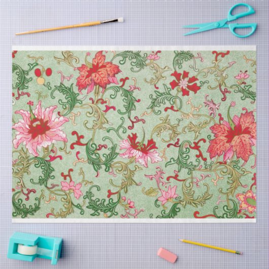 Roze en eend ei blauw bloemenweefsel tissuepapier (Craft)