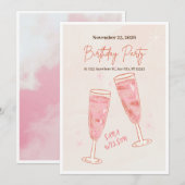 Roze en Eenvoudig Creatief Gelukkig Verjaardagsuit Kaart (Voorkant / Achterkant)