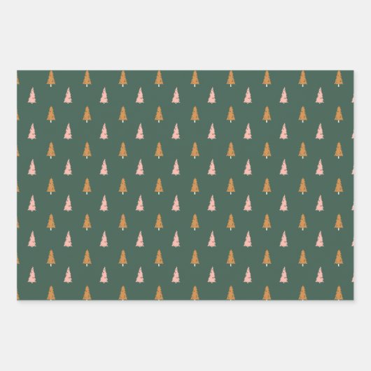 Roze en Evergreen Pset Holiday Inpakpapier Vel (Voorkant 3)