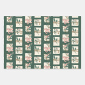 Roze en Evergreen Pset Holiday Inpakpapier Vel (Voorkant)