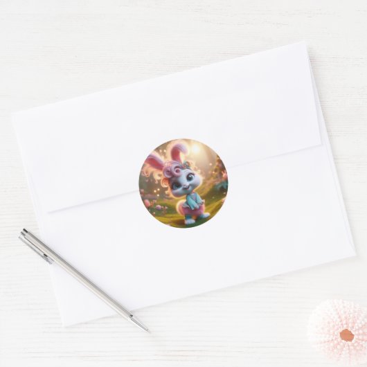 Roze en Fancy Ronde Sticker (Envelop)