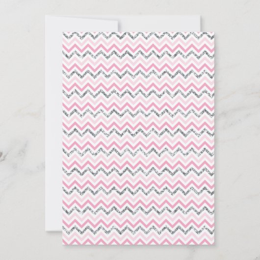 Roze en Faux Folie Zilveren Bloemen Bruiloft Kaart (Achterkant)