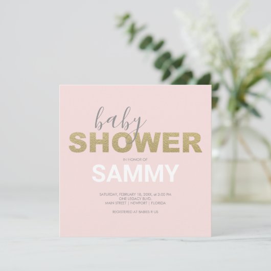 Roze en Faux Gold Baby shower (Staand voorkant)