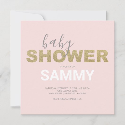 Roze en Faux Gold Baby shower (Voorkant)