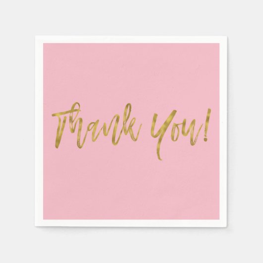 Roze en Faux Gold Bedankt Gold Foil servetten (Voorkant)