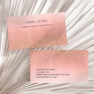 Roze en Faux Gold Glitter Moderne Glam Visitekaartje