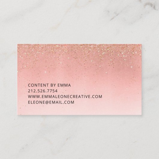 Roze en Faux Gold Glitter | Moderne Glam Visitekaartje (Achterkant)