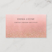 Roze en Faux Gold Glitter | Moderne Glam Visitekaartje (Voorkant)