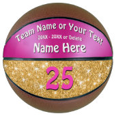Roze en faux Gold Glitter Persoonlijk Basketball Basketbal (Voorkant)
