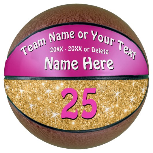 Roze en faux Gold Glitter Persoonlijk Basketball Basketbal (Voorkant)