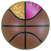 Roze en faux Gold Glitter Persoonlijk Basketball Basketbal (Rechts)