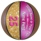 Roze en faux Gold Glitter Persoonlijk Basketball Basketbal (Verticaal)