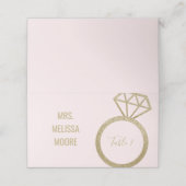 Roze en Faux Gold Glitter Verloving Ring Bridal Plaatskaartje (Buitenkant ongevouwen)