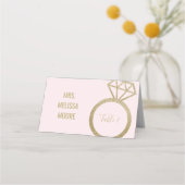 Roze en Faux Gold Glitter Verloving Ring Bridal Plaatskaartje (Voorkant)